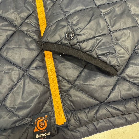 Barbour Navy Quilted Jacket with Yellow Accents - Picture 3 of 5